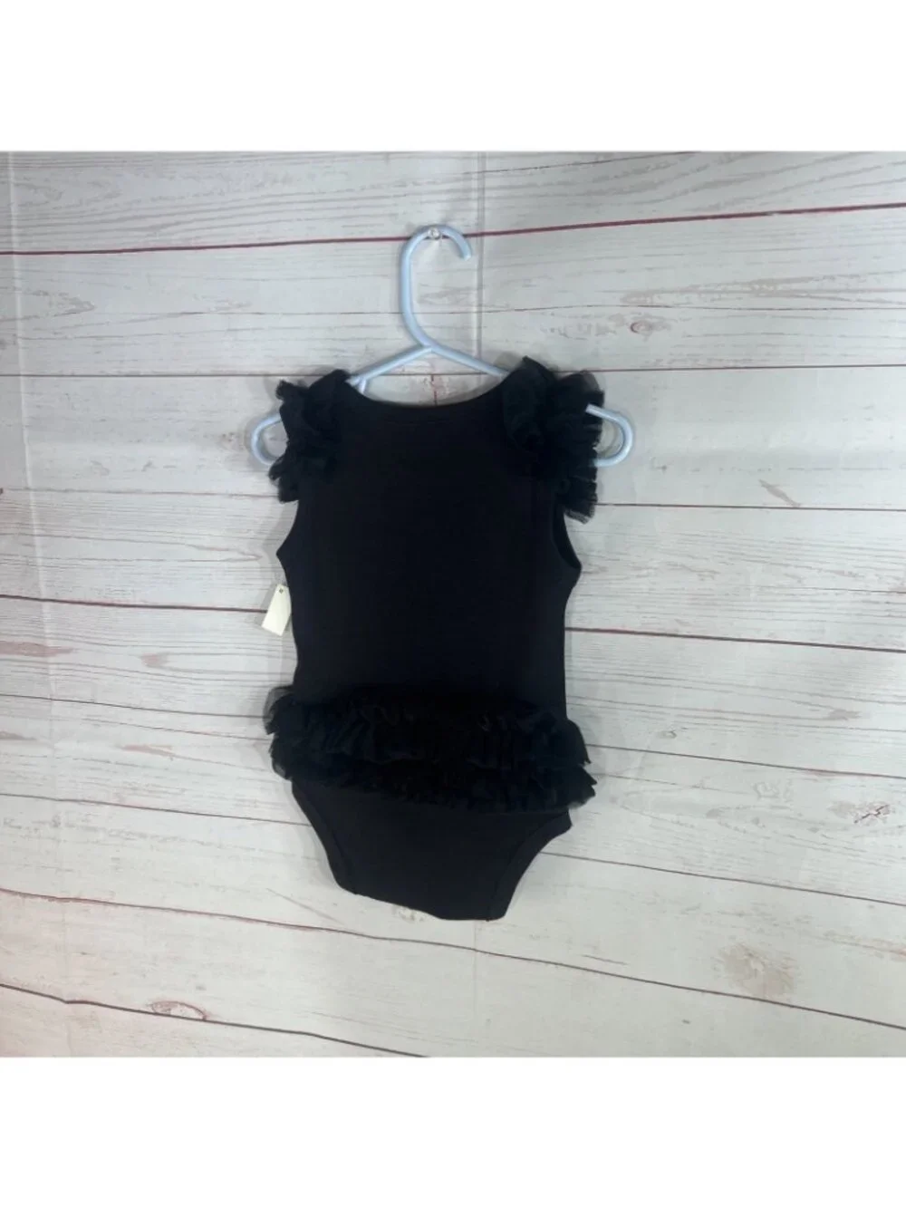 Baby Girl Bodysuit 1 pc Graphic Black Pink Bow Ruffle NWT Ella Jackson Sz 0-6 mo